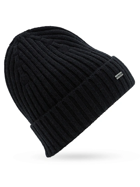 Шерстяная шапка  с отворотом, цвет черный, фото 2