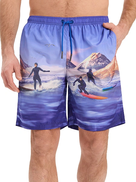 Swimwear Шорты мужские, цвет ярко-синий паттерн surf острова, фото 4