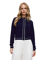 Кардиган на пуговицах с кантом Темно-синий