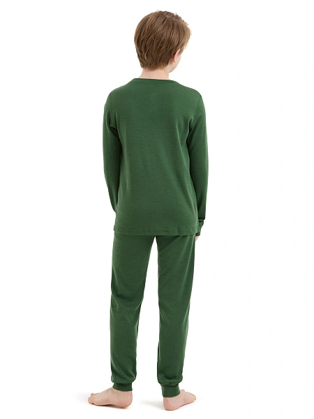 Пижама для мальчика-подростков из шерсти мериносов, цвет темно-зеленый, фото 5