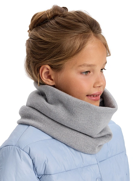 Теплый снуд из шерсти мериносов, цвет серый меланж, фото 5