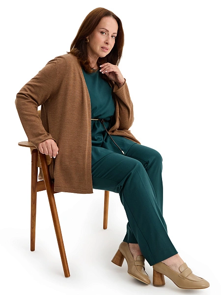 Merino Base Кардиган женский plus size, цвет серо-коричневый, фото 6