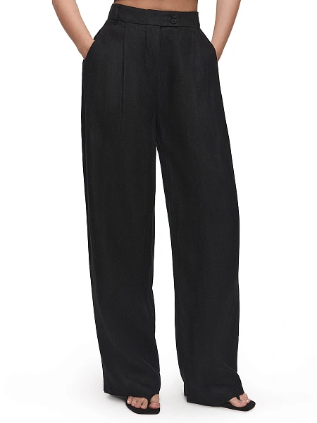 LINEN Брюки женские base, цвет черный, фото 2