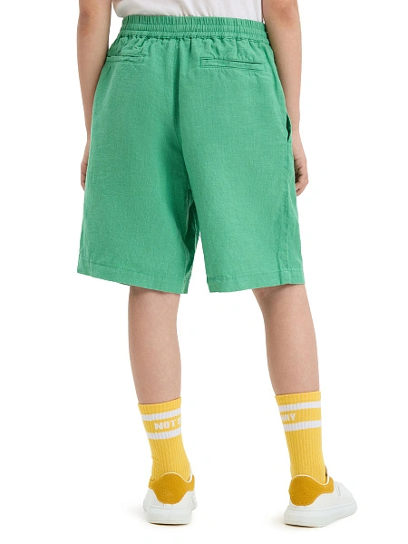 Шорты-бермуды из 100% льна для девочек, цвет зеленый, фото 4