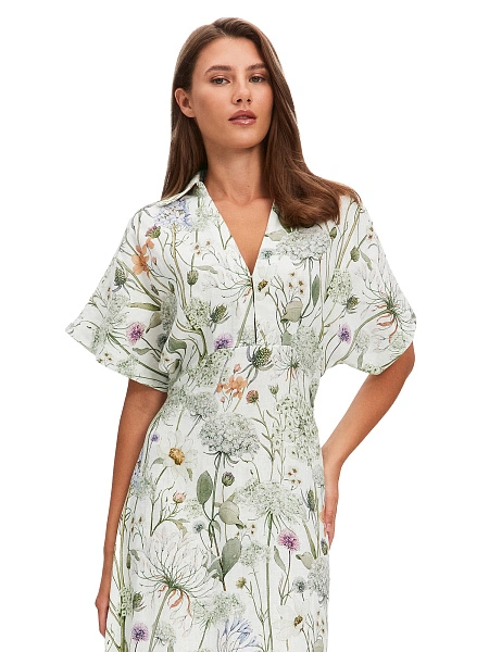 LINEN Платье женское, цвет шалфей, паттерн wild flowers, фото 3