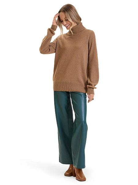 Свитер женский Cashmere&Merino blend oversize, цвет светло-коричневый, фото 5
