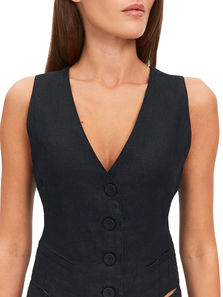 LINEN Жилет женский, цвет черный, фото 3
