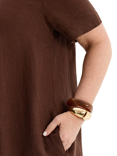 Платье А-силуэта из умягченного льна, цвет шоколад, фото 5