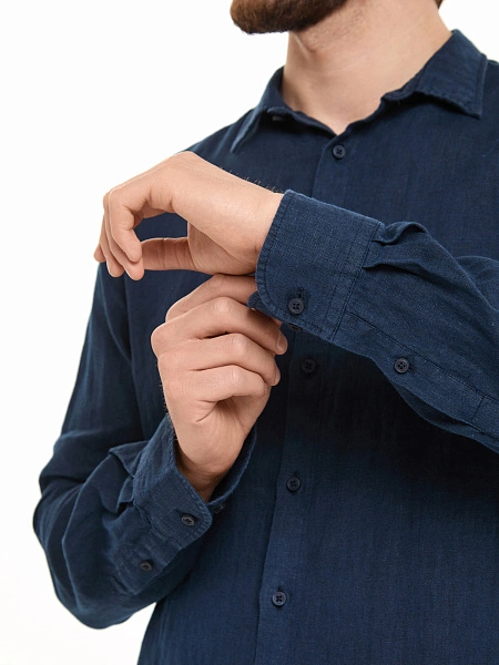 Рубашка мужская серии LINEN, цвет темно-синий, фото 5