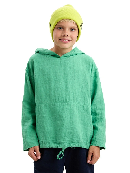 Худи из 100% льна для мальчиков, цвет зеленый, фото 2