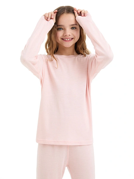 Пижама для девочки-подростка из шерсти мериносов, цвет светло-розовый, фото 3