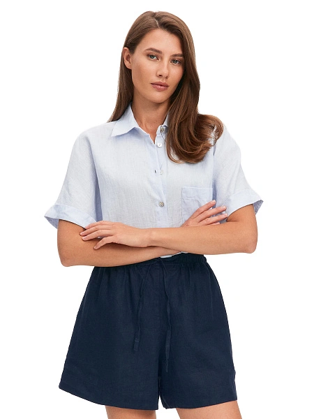 LINEN Шорты женские короткие, цвет темно-синий, фото 1