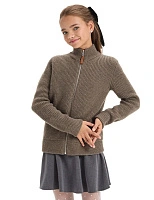 Кардиган из 100% шерсти мериноса на молнии для девочек-подростков Коричневый