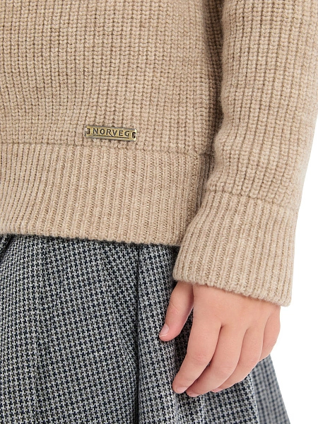 Кардиган из 100% шерсти мериноса на молнии для девочек, цвет бежевый, фото 4