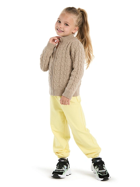 Брюки-джоггеры детские для девочек серии Cotton, цвет желтый, фото 1