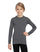 Термофутболка детская для девочек серии SOFT. Знак Woolmark Серый меланж