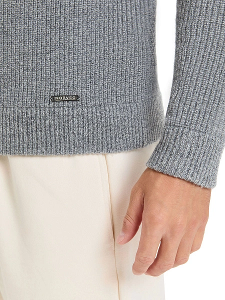 Кардиган мужской на молнии Merino Knitted, цвет пепельный меланж, фото 4