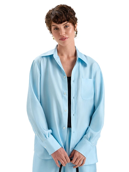 Блуза SILK женская, цвет нежно-голубой, фото 5