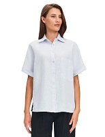 LINEN Рубашка женская прямая с коротким рукавом Небесно-голубой