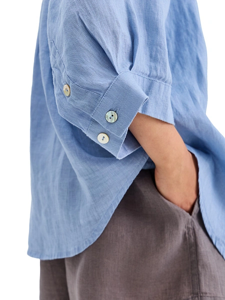 LINEN Рубашка для девочки, цвет голубой пепельный, фото 4