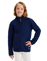 Кардиган на молнии Super Fine Merino Wool для девочек Темно-синий
