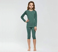 Комплект термобелья для девочек серии SPORT WOOL Зеленый