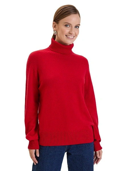 Свитер женский Cashmere&Merino blend oversize, цвет алый, фото 2