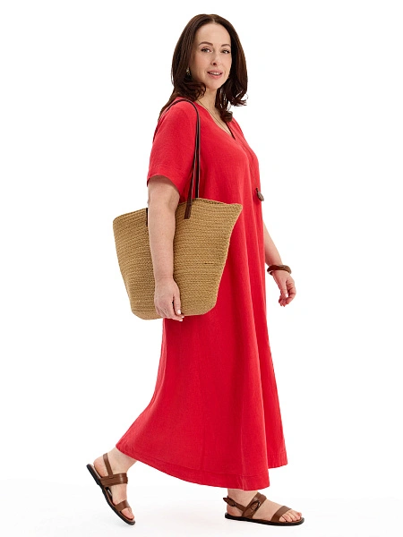 Платье А-силуэта из умягченного льна, цвет алый, фото 5