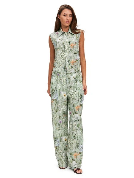 LINEN Блуза женская без рукавов, цвет паттерн flowers, фото 4