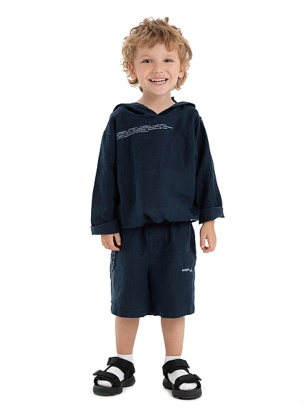 Худи из 100% льна для мальчиков, цвет темно-синий, фото 2