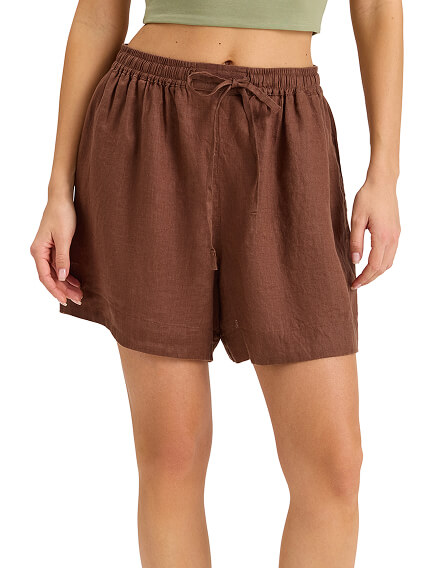 Шорты женские короткие серии LINEN, цвет кофе, фото 1