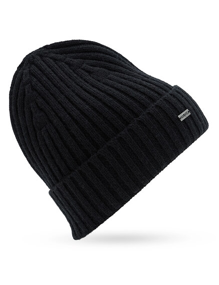 Шерстяная шапка  с отворотом, цвет черный, фото 3
