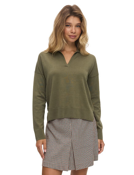 Джемпер-поло женский, цвет хаки, фото 1