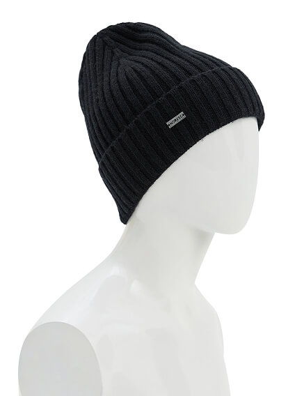 Шерстяная шапка  с отворотом, цвет черный, фото 2