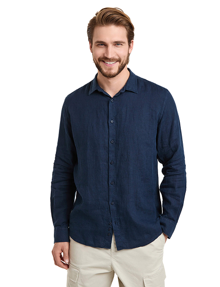 Рубашка мужская серии LINEN, цвет темно-синий, фото 1