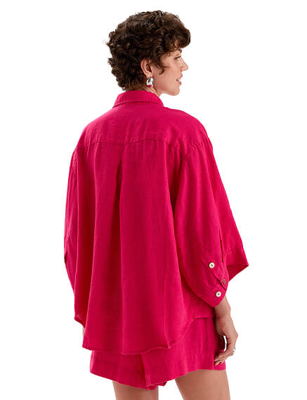 Рубашка женская серии LINEN, цвет фуксия, фото 2