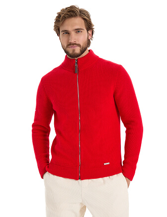 Кардиган мужской на молнии Merino Knitted, цвет красный, фото 1