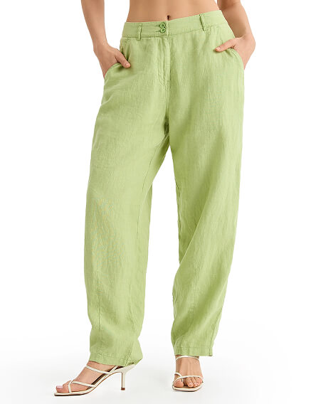 Брюки женские с карманами серии LINEN, цвет фисташковый, фото 2