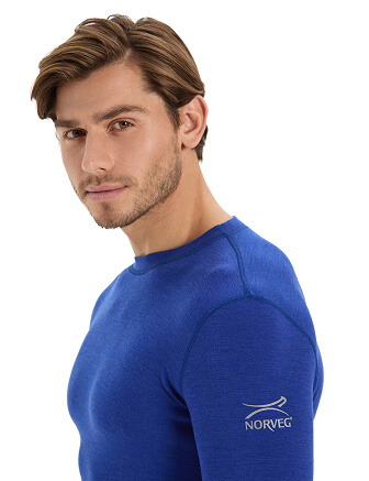 Термобелье футболка (термофуфайка) мужская с длинным рукавом серии SOFT. Знак Woolmark, цвет синий, фото 2