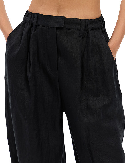 LINEN Брюки женские широкие, цвет черный, фото 3