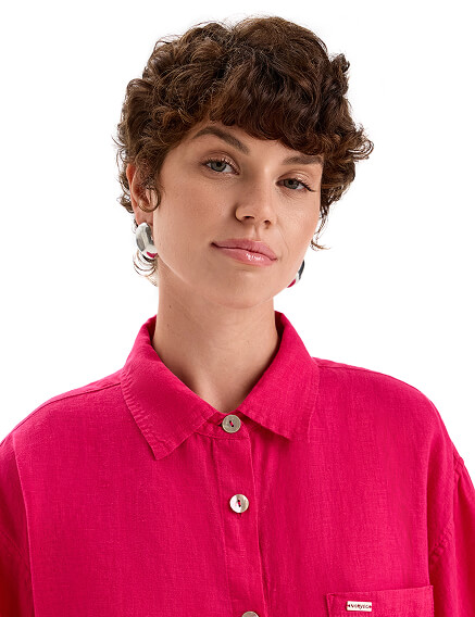 Рубашка женская серии LINEN, цвет фуксия, фото 3