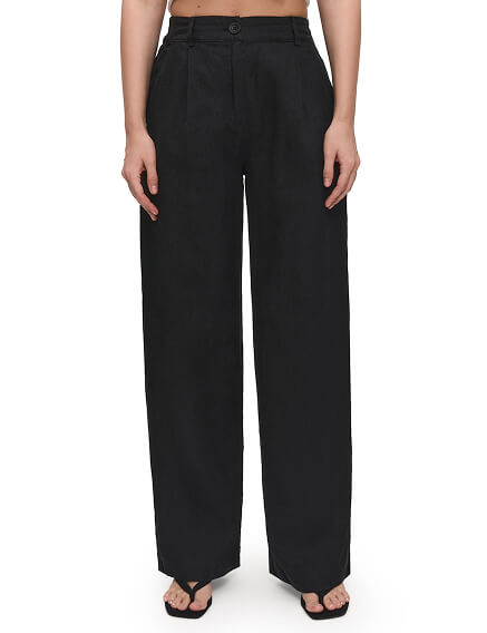 LINEN Брюки женские прямые, цвет черный, фото 2