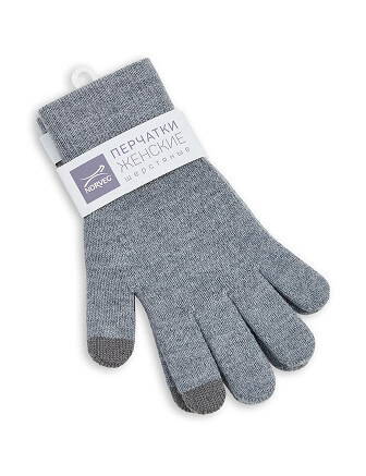 Перчатки женские сенсорные, цвет серый меланж, фото 2