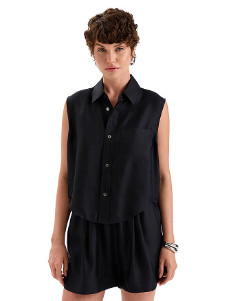 Блуза SILK женская без рукавов, цвет черный, фото 1