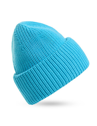 Теплая шапка с отворотом из 100% шерсти, цвет бирюзовый, фото 2