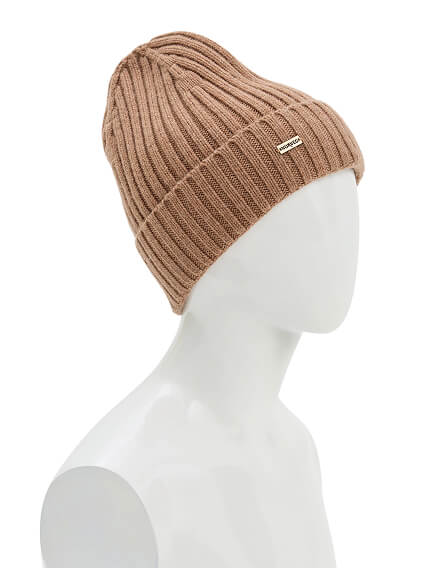 Шерстяная шапка  с отворотом, цвет бежевый меланж, фото 2