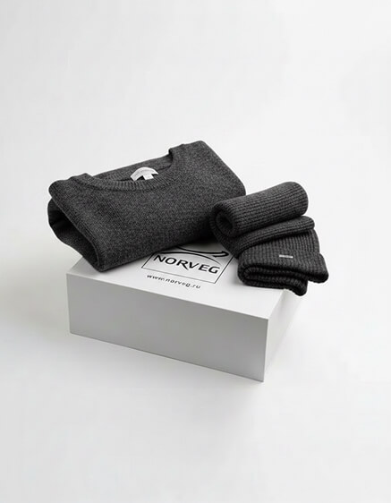 Подарочный набор Джемпер Norveg Merino Base + шапка + снуд, для женщин, цвет серый меланж, фото 1