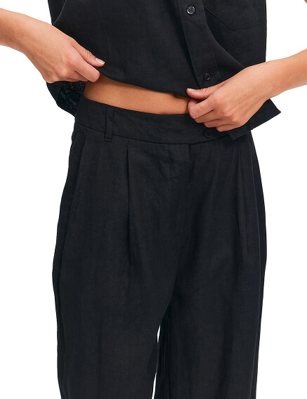 LINEN Брюки женские прямые, цвет черный, фото 3
