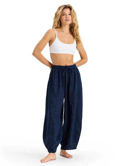 Брюки женские "baggy" серии LINEN, цвет темно-синий, фото 1