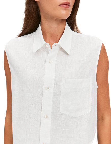 LINEN Блуза женская без рукавов, цвет белый, фото 3
